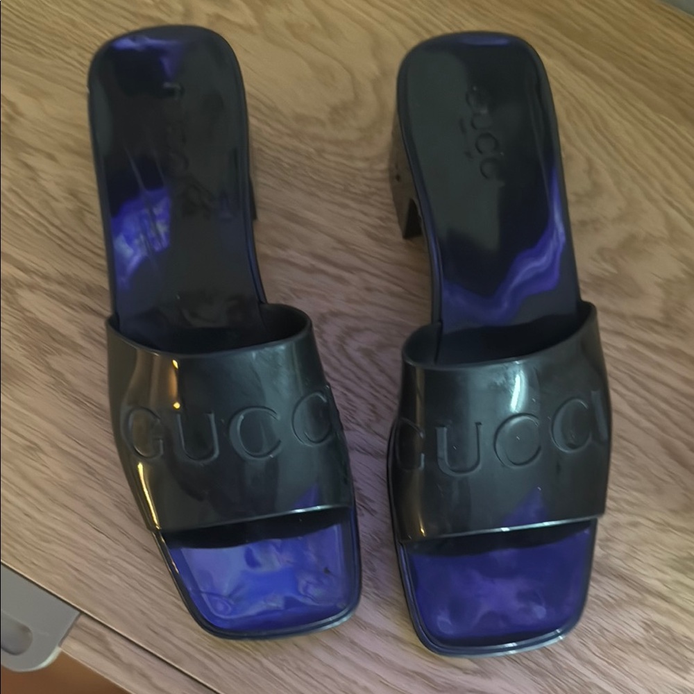 Gucci Black Mules with Modern Block Heel